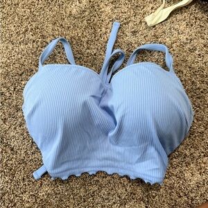 Shade & Shore Blue Ribbed Bikini Top